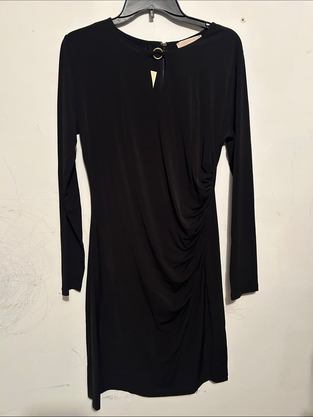 MICHAEL Michael Kors Black Long-Sleeve Ruched Sheath Dress